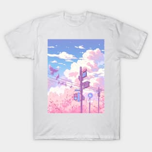 The beautiful sky, traffic lights, and pigeons T-Shirt